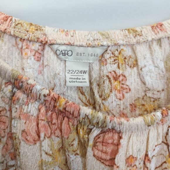 Cato High Low 2 Pcs Dress Ruffle Top Women 22 / 24 Peach Floral Boho Beachy - Picture 10 of 14